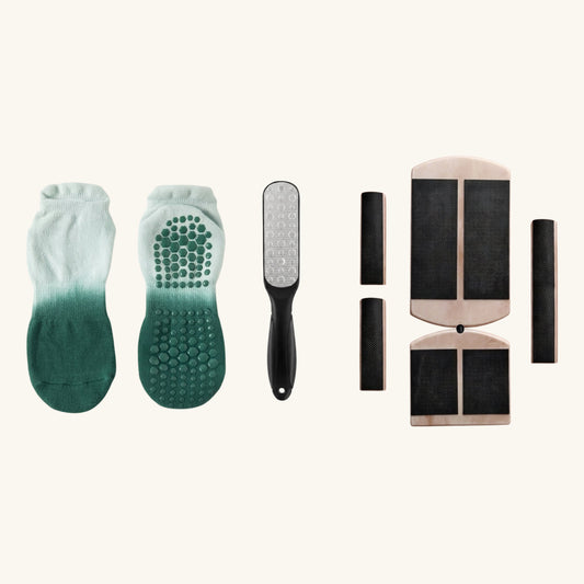 Complete Steady Kit — SteadyBloom balance board, grip socks, and callus smoother